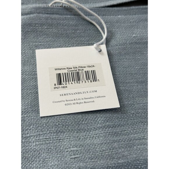 NEW Serena & Lily Wiltshire Raw Silk Pillow Cover (18”x24”)-Coastal Blue - Picture 2 of 2